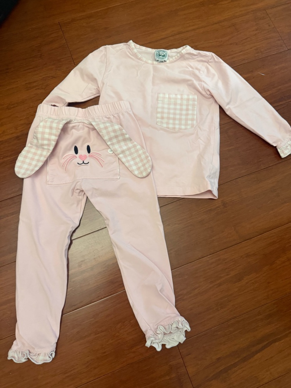 Pink Bunny Pocket Kids Pajama Set